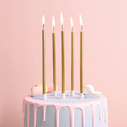 PHD CAKE Gold Long Thin Metallic Birthday Candles, Cake Candles, Birthday Parties, Wedding Decorations, Party Candles, Cake Decorations