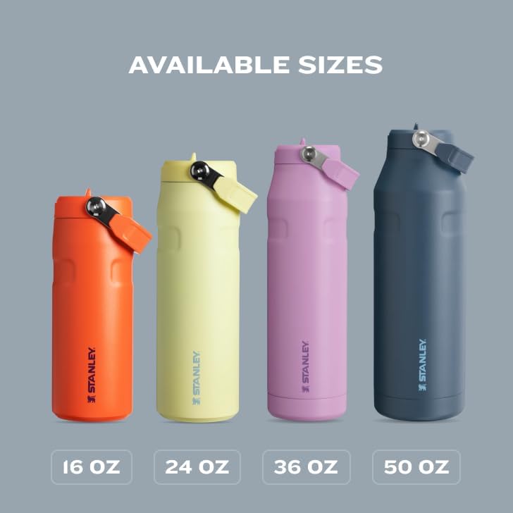 Stanley IceFlow Flip Straw 2.0 Water Bottle 24 OZ | Built-In Straw with Larger Opening | Lightweight & Leak-Resistant | Insulated Stainless Steel | BPA-Free | Navy