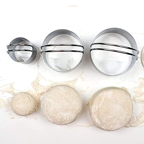 HULISEN Biscuit Cutter Set (3 Pieces/Set), Stainless Steel Round Cookies Cutter with Handle, Professional Baking Dough Tools, Gift Package