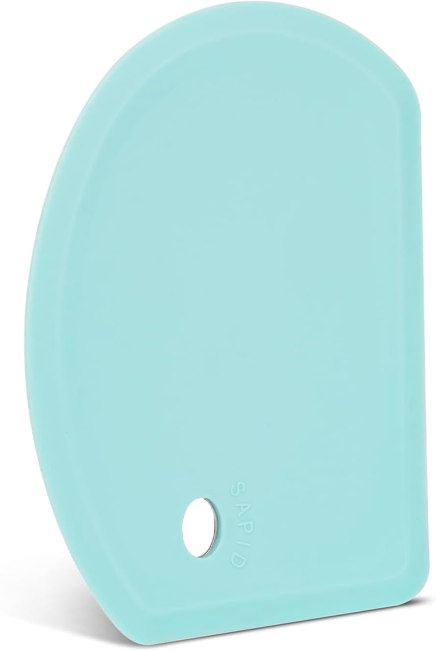 Sapid Flexible Curved Edge Silicone Bowl Scraper Dough Scraper Baking Bread | Food Grade Bench Scraper for Baking Sourdough Bread, Cake, Multipurpose Kitchen Dish Scrapers, Easy Clean (5.98"x4.3", Gray)