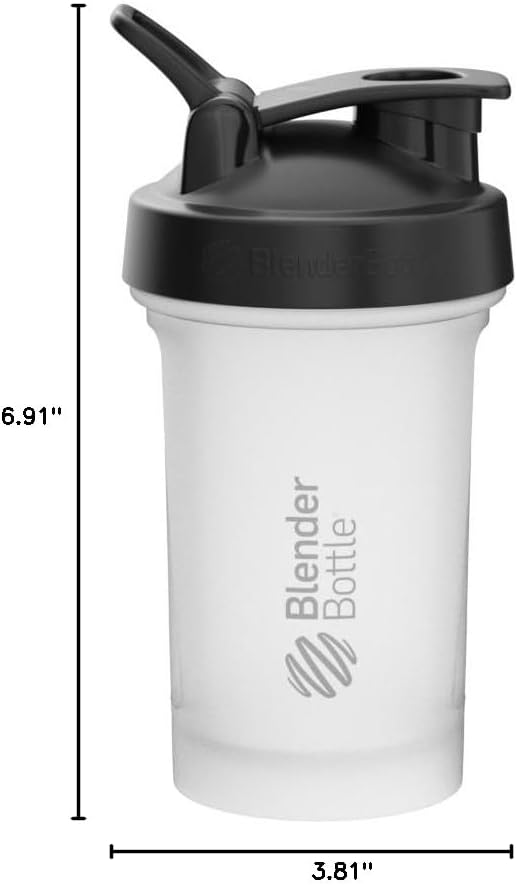 BlenderBottle Classic V2 Shaker Bottle, 20oz, Clear/Black
