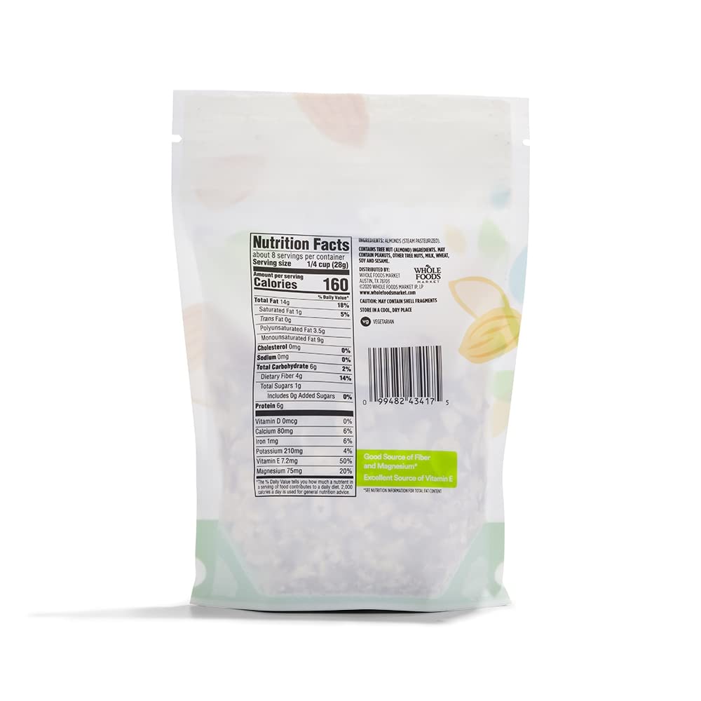 365 by Whole Foods Market, Sliced Almonds, No Sugar Added, 8 Ounce Bag for Baking and Cooking