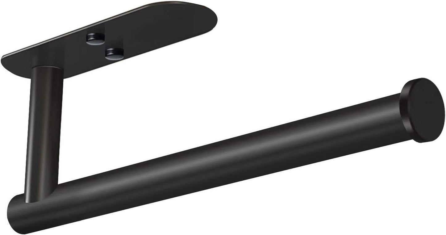VAEHOLD Adhesive Paper Towel Holder Under Cabinet Wall Mount for Kitchen Paper Towel, Black Paper Towel Roll Holder Stick to Wall, Stainless Steel(Black)