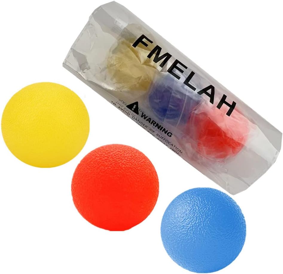 3 Resistance Hand Therapy Balls, Stress Relief Squeeze Balls for Physical Therapy