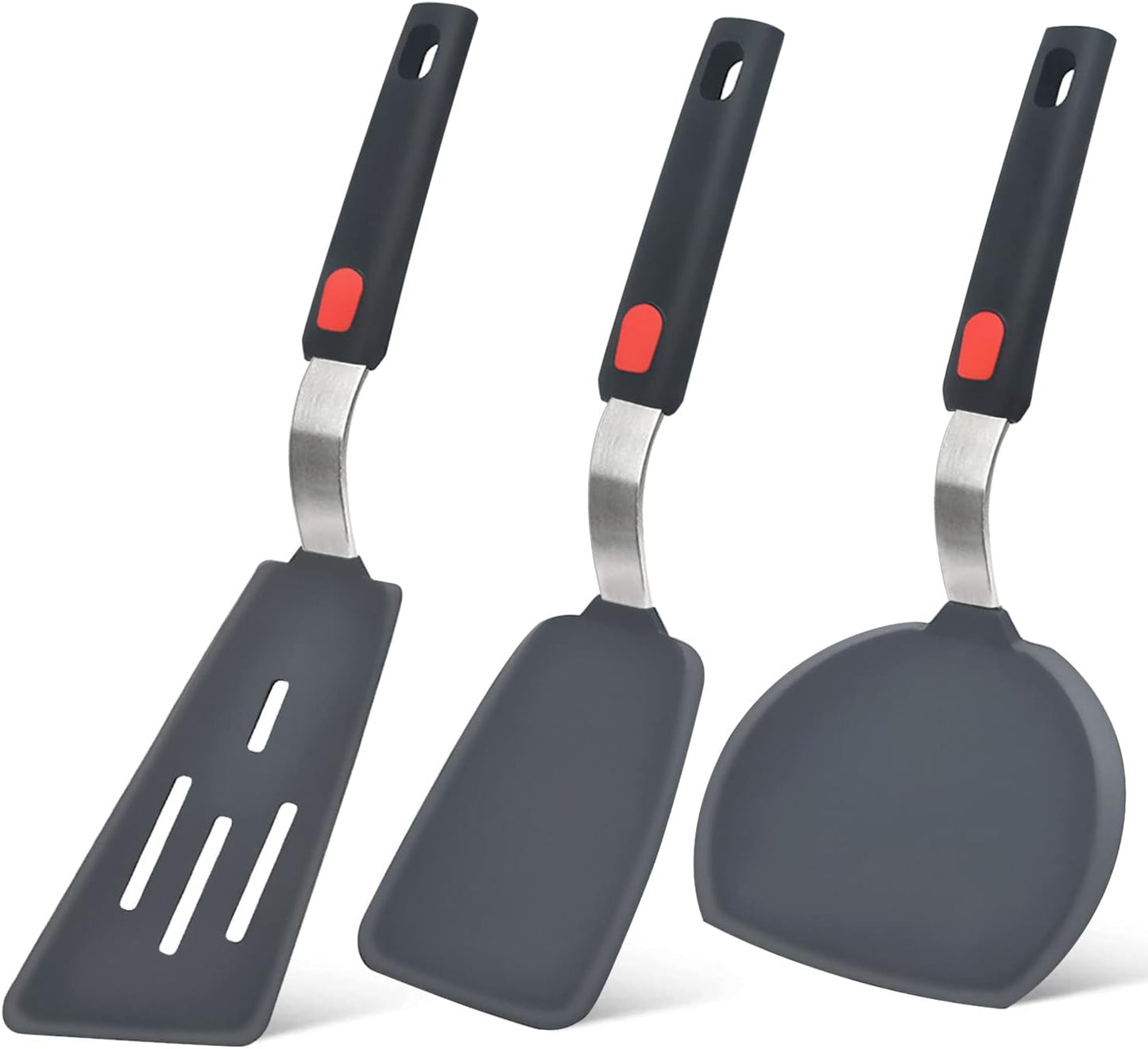 Beijiyi Silicone Spatula Turner Set of 3, 600°F Heat Resistant, BPA Free | Flexible Spatulas for Nonstick Cookware, Cooking, Flipping, Egg & Pancake, Non Scratch Kitchen Utensils, Dishwasher Safe