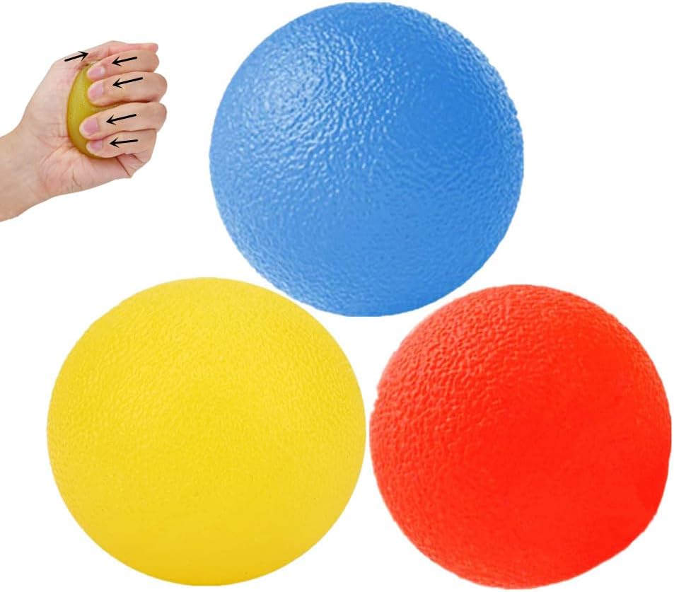 3 Resistance Hand Therapy Balls, Stress Relief Squeeze Balls for Physical Therapy