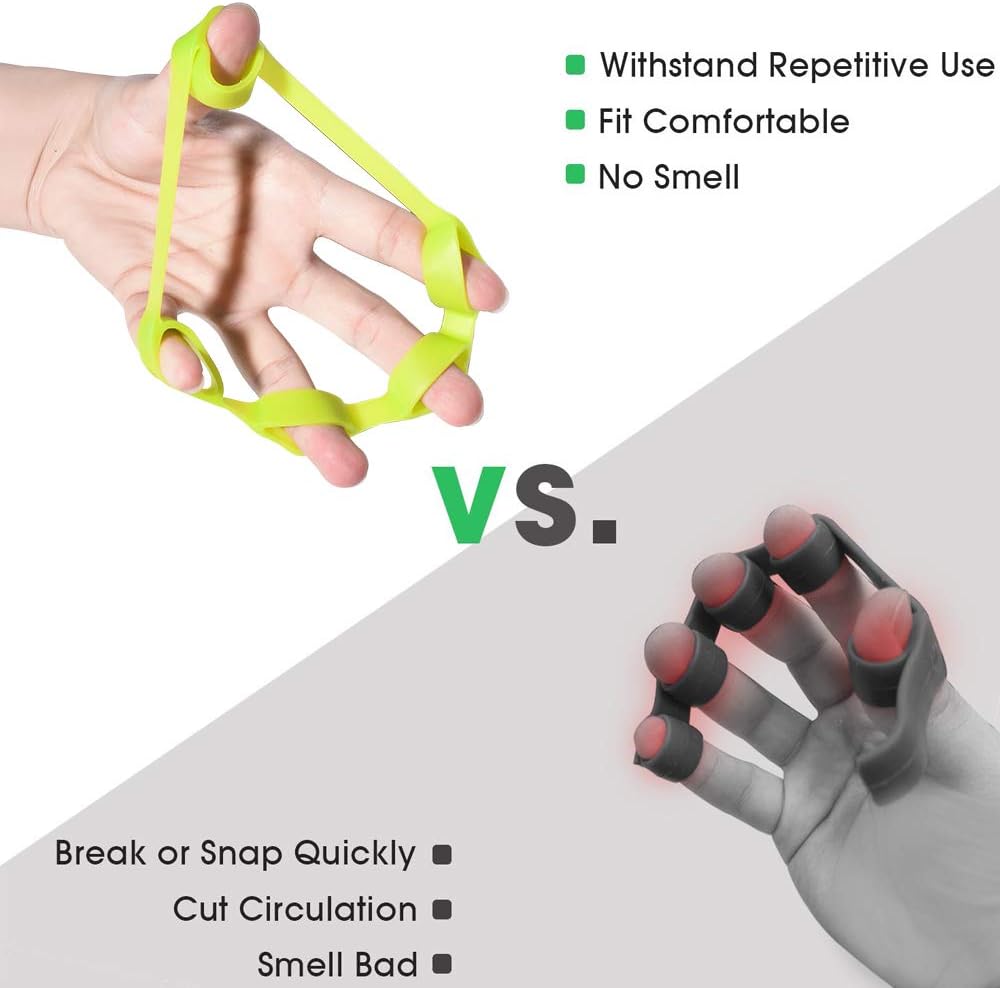 Hand Grip Strengthener, Finger Exerciser, 6-Pc Set, Silicone