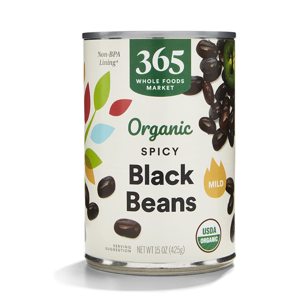 365 by Whole Foods Market Organic Black Beans - 16 Ounces, Low Sodium, High Fiber, and Non-GMO
