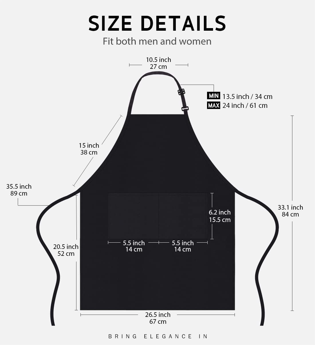 Syntus 12 Pack Bib Apron, Unisex Aprons Adjustable Waterdrop Resistant with 2 Pockets Cooking Kitchen Apron for Chef, BBQ Drawing Apron Bulk, Black