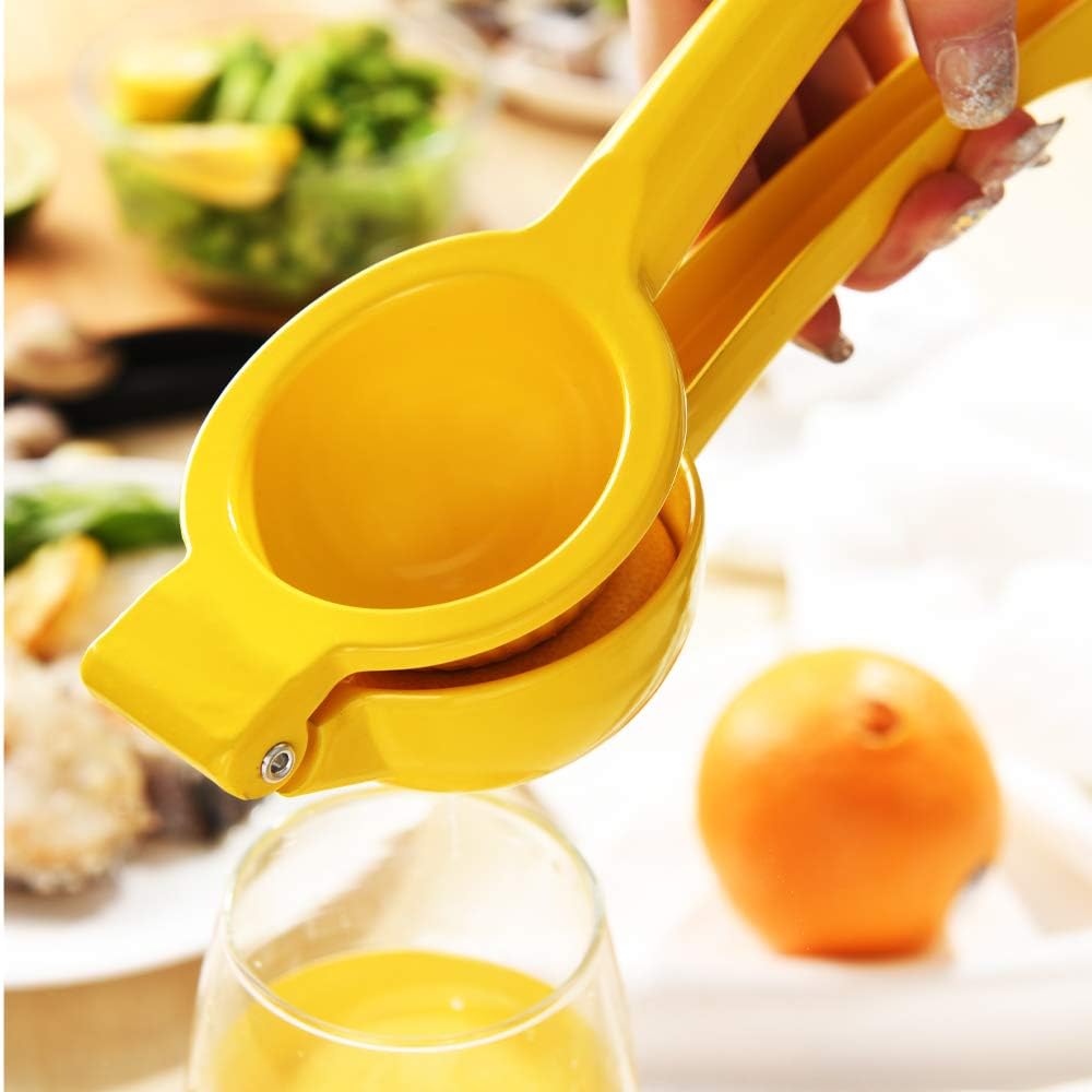 Y-ME Manual Juicer Citrus Lemon Squeezer, Fruit Juicer Lime Press Metal, Professional Hand Juicer Kitchen Tool(Yellow)