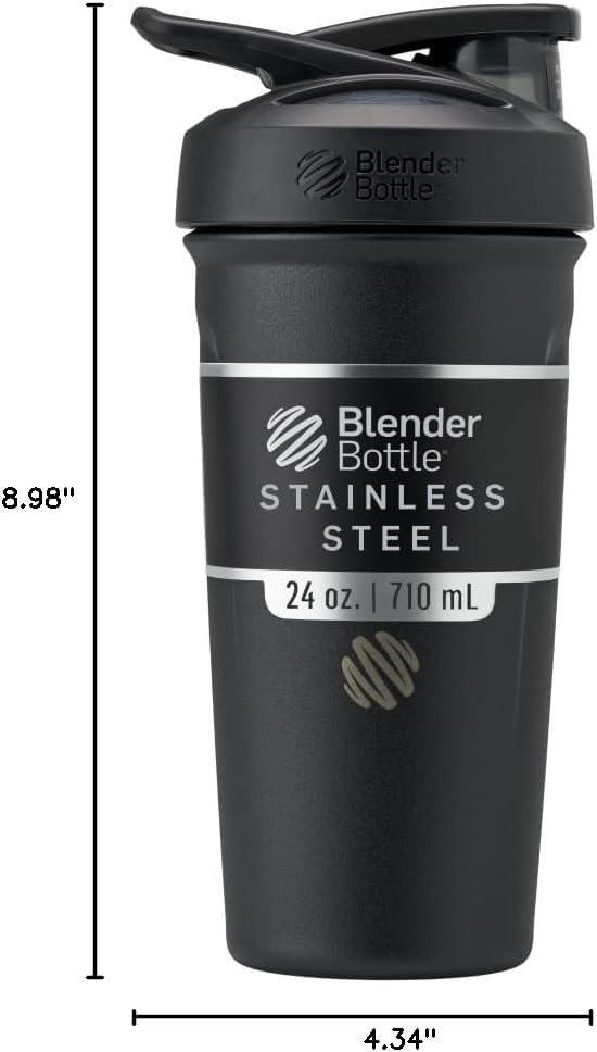 BlenderBottle Strada 24oz Insulated Stainless Steel Shaker Cup with Whisk