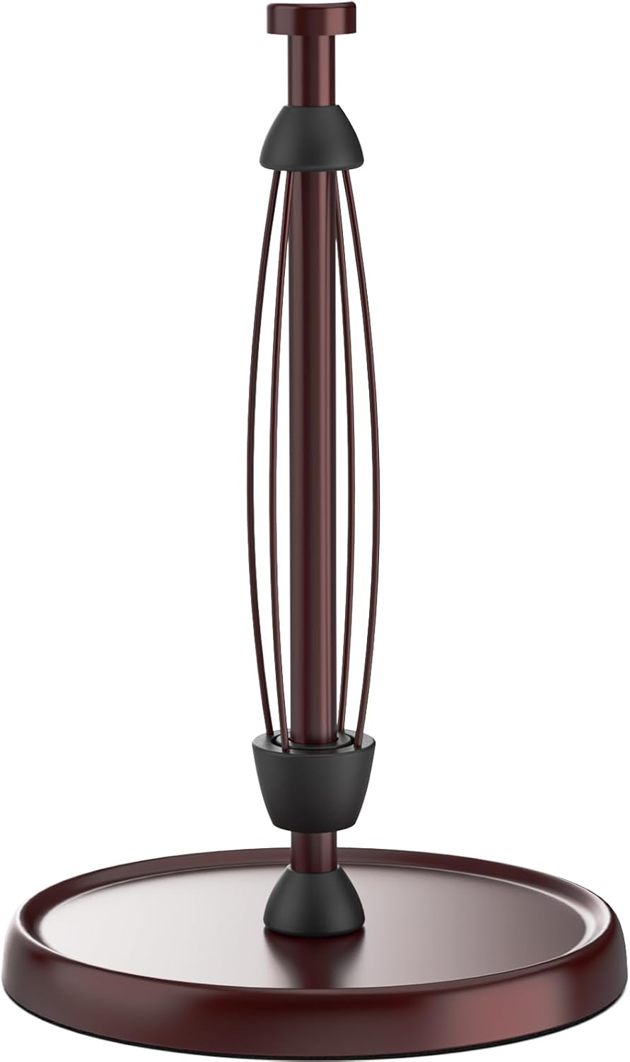 Paper Towel Holder Countertop, One-Handed Tear, Stainless Steel, Weighted Base, Black, Paper Towel Roll Holder Stand with Ratchet Mechanism for Kitchen Bathroom Farmhouse Essentials Decor Accessories