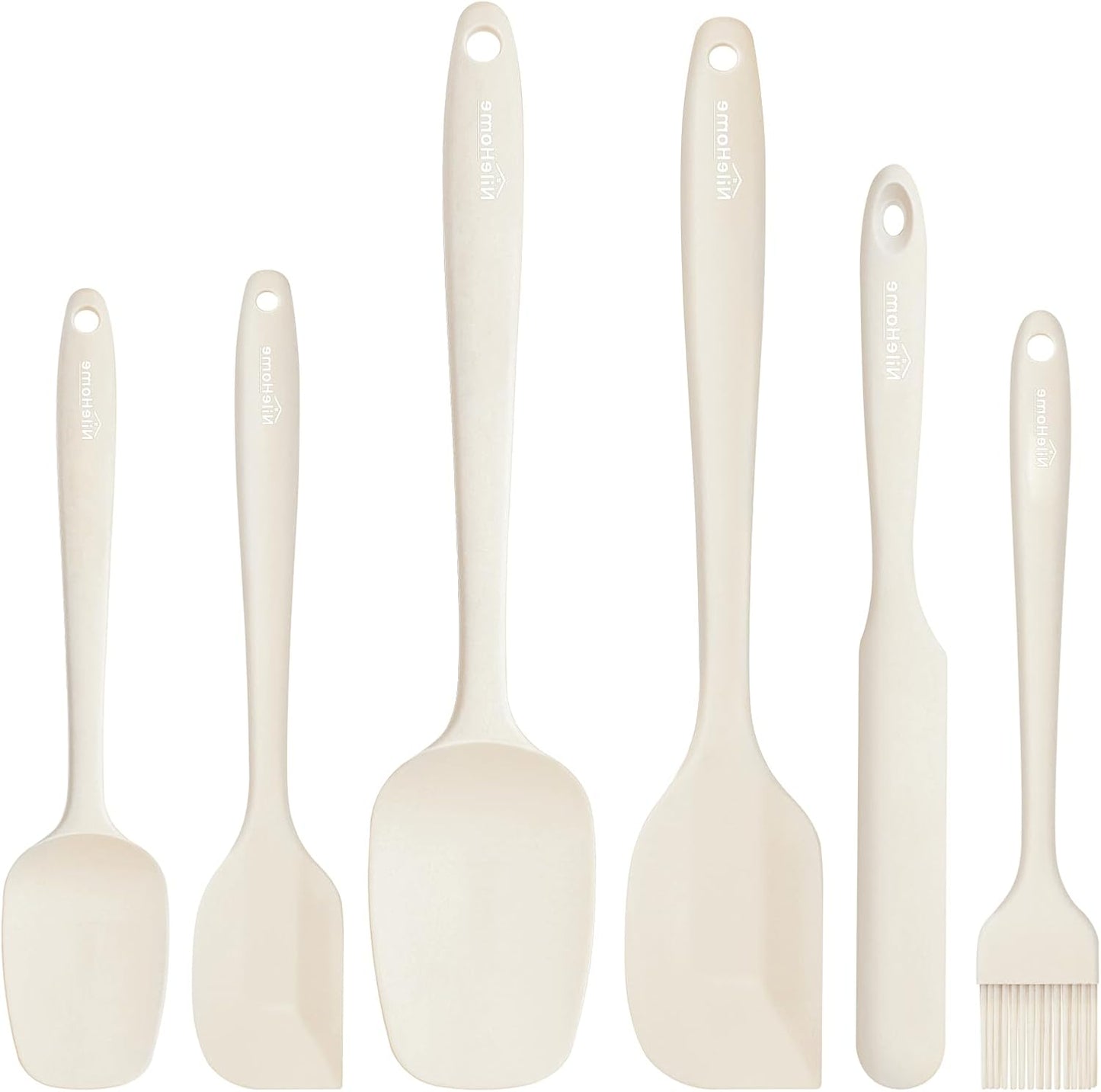 NileHome Silicone Spatula Set, 6 Pieces Food Grade Kitchen Utensils with Silicone Brush Heat Resistant Up to 600°F Dishwasher Safe BPA-Free Rubber Spatula for Scraping, Baking, Cooking, Mixing-Black