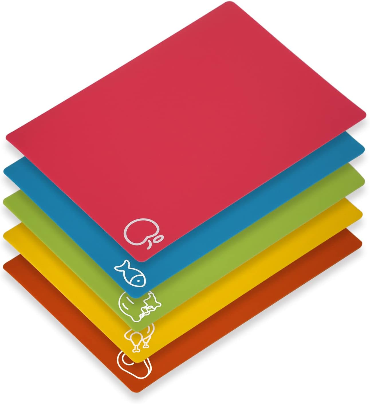 Goodluck 5 Pieces Flexible Cutting Boards, BPA Free Plastic Cutting Boards for Kitchen, Non Slip Cutting Mat for Meat and Vegetables