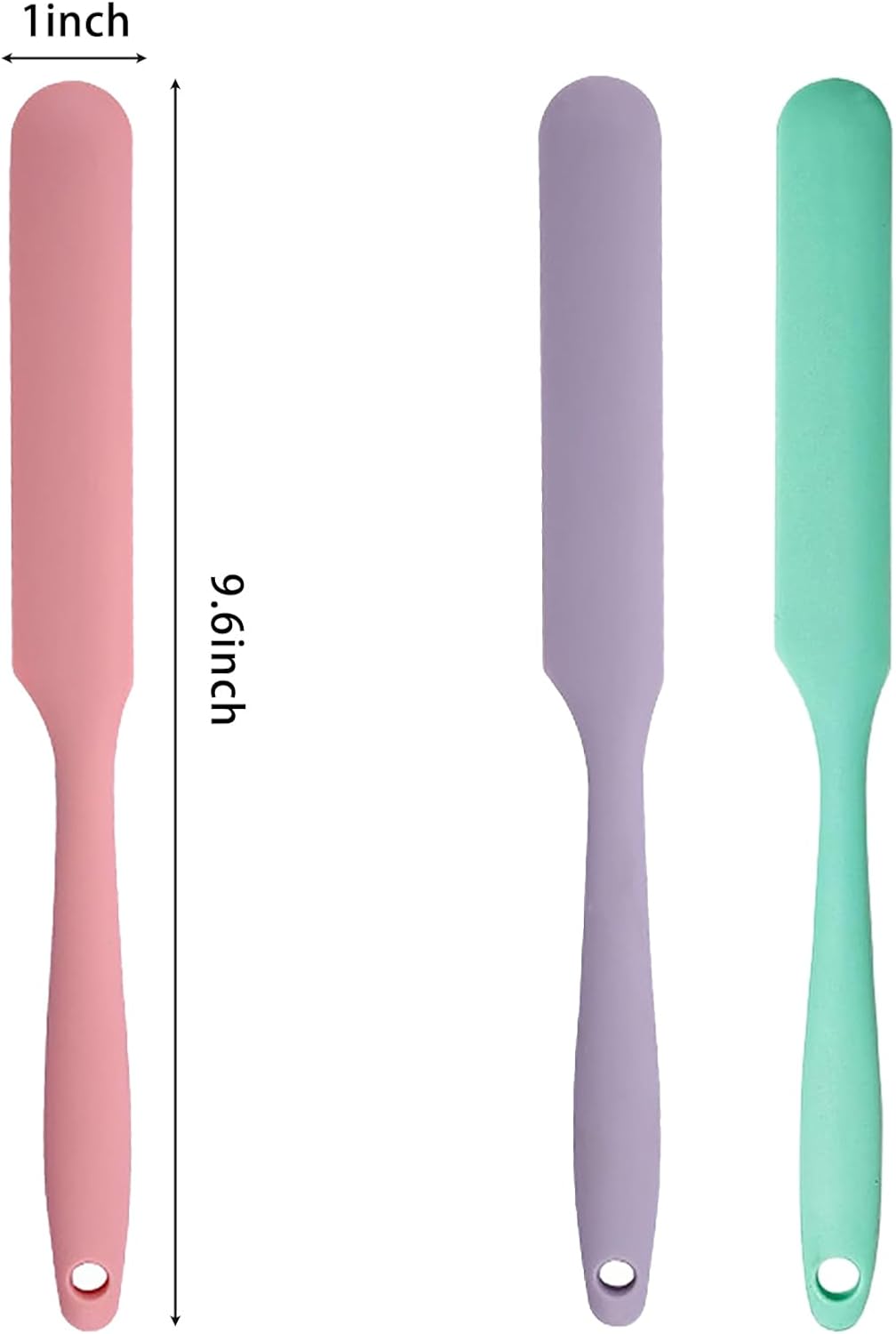 3Pcs Silicone Jar Spatula Long Handle Kitchen Spatulas for Mixing, Scraping, and Spreading,Ideal for Jars, Baking, Cake Icing, Cream, Butter, and Batter Kitchen Tool (Purple, Pink, Green)