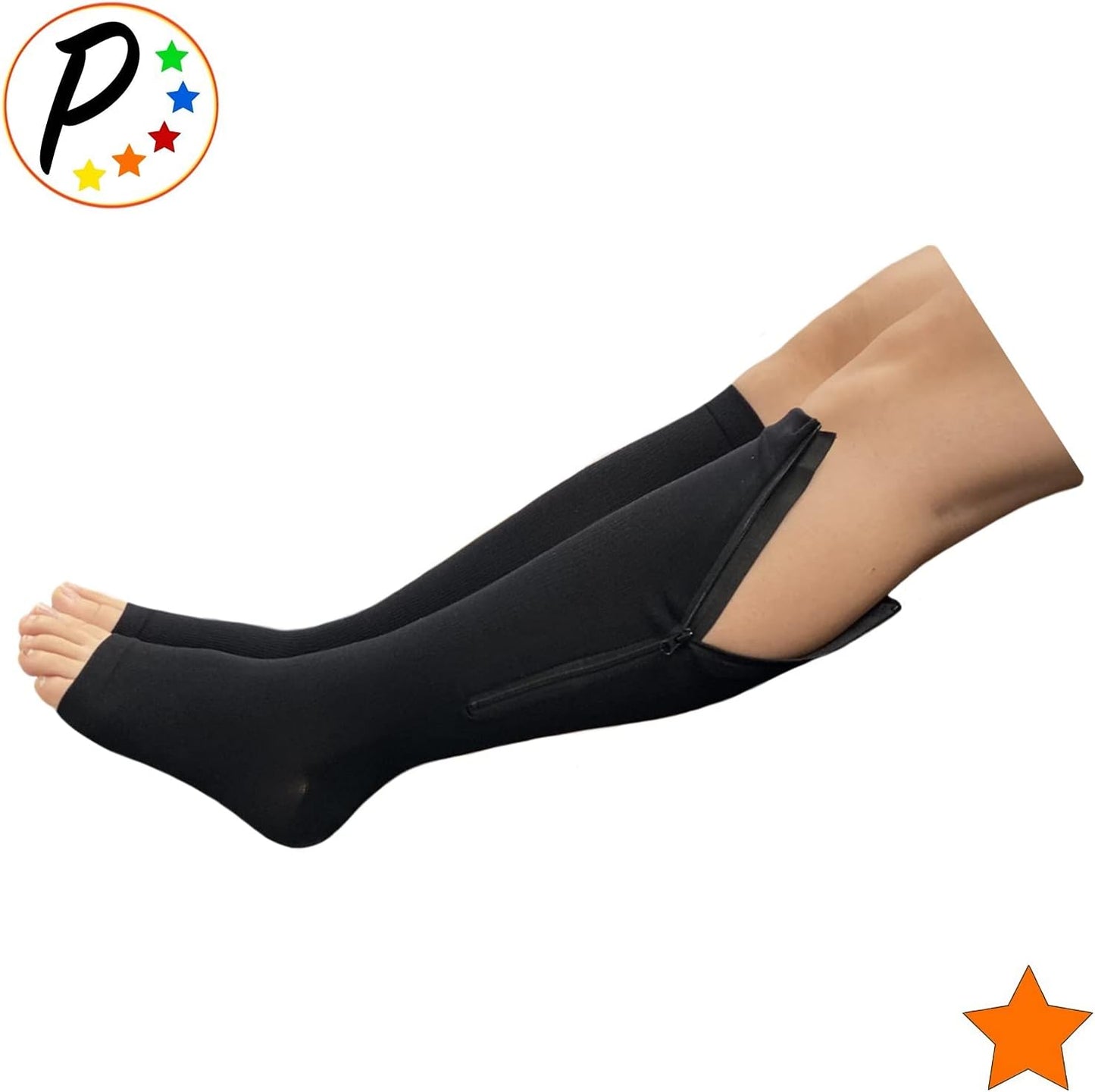 Presadee 15-20 mmHg Moderate Compression Open Toe Zipper Sock