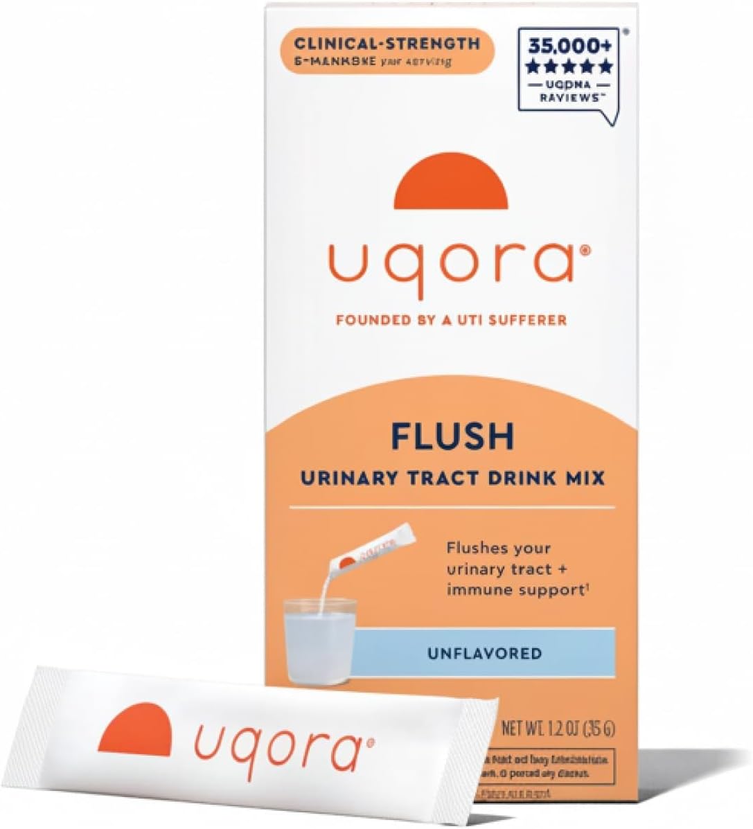 Uqora Flush - Urinary Tract* with D-Mannose, Vitamin C, Vitamin B6, Potassium, Magnesium & Calcium - Gluten-Free & Vegan - Pink Lemonade Flavor - 10 Packets (1 Pack)
