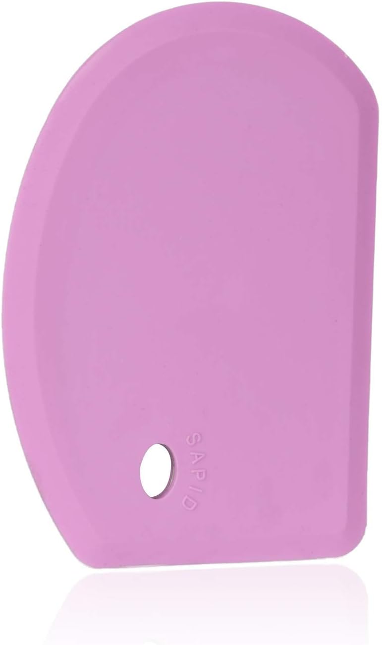 Sapid Flexible Curved Edge Silicone Bowl Scraper Dough Scraper Baking Bread | Food Grade Bench Scraper for Baking Sourdough Bread, Cake, Multipurpose Kitchen Dish Scrapers, Easy Clean (5.98"x4.3", Gray)