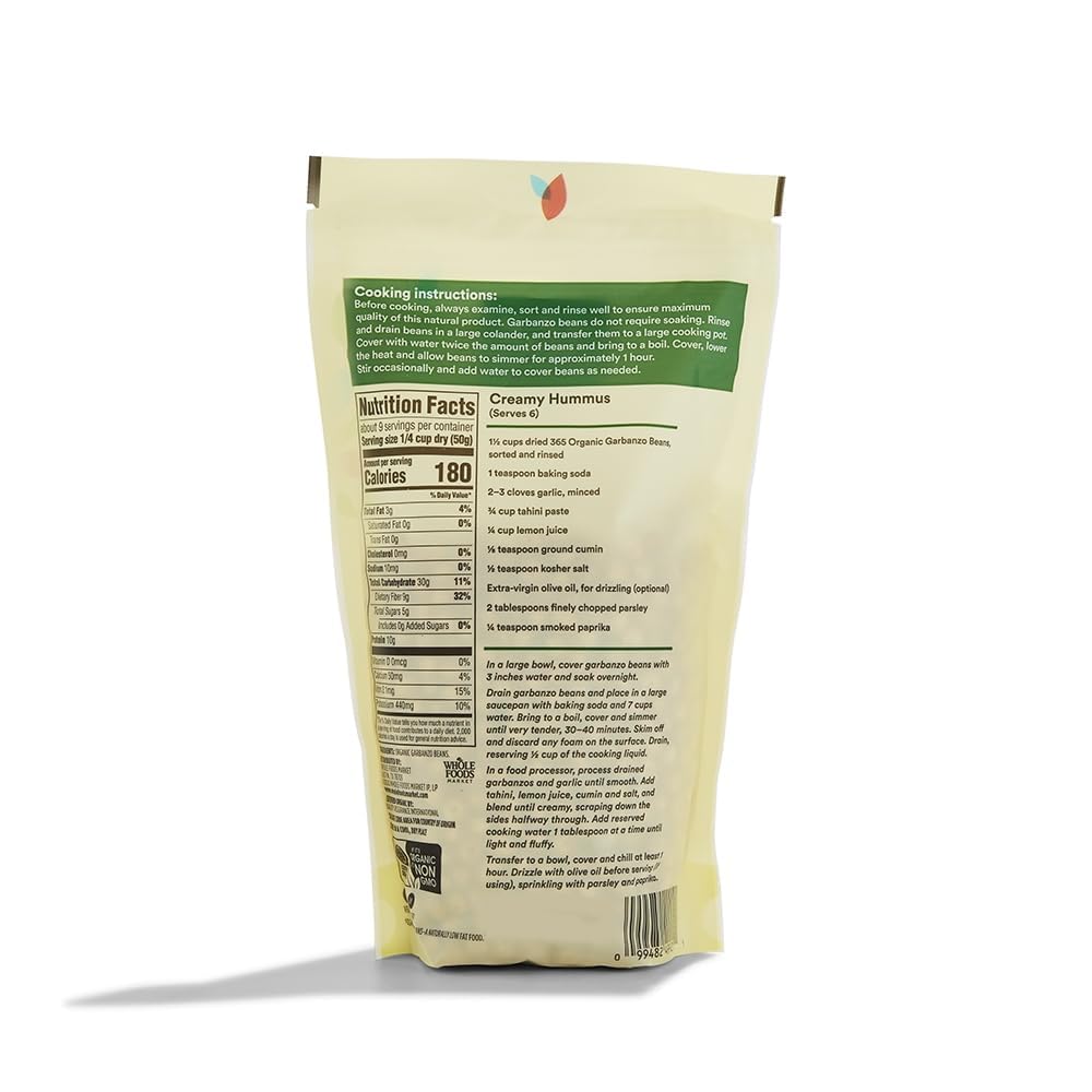 365 by Whole Foods Market, Certified Organic, Low-Sodium Garbanzo Beans, 16 Ounces, Mediterranean Dishes