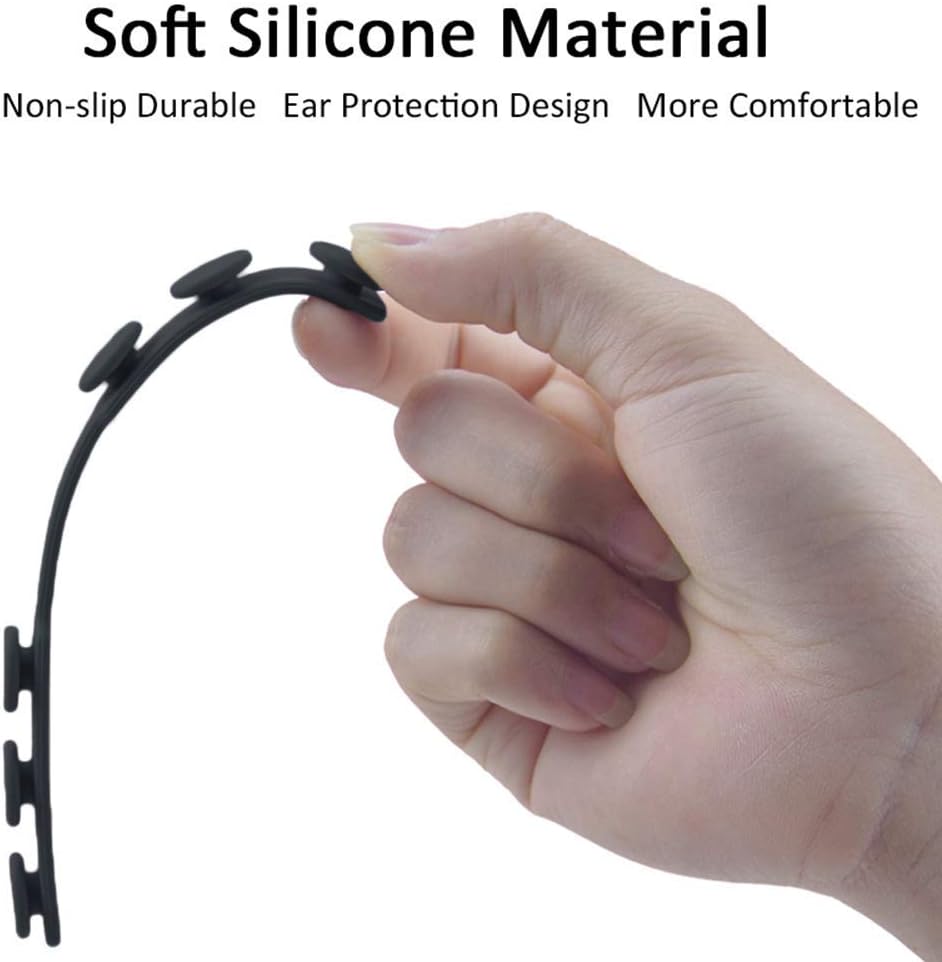 4 PCS Black Extended Silicone Bands Anti-Tightening Strap for Masks