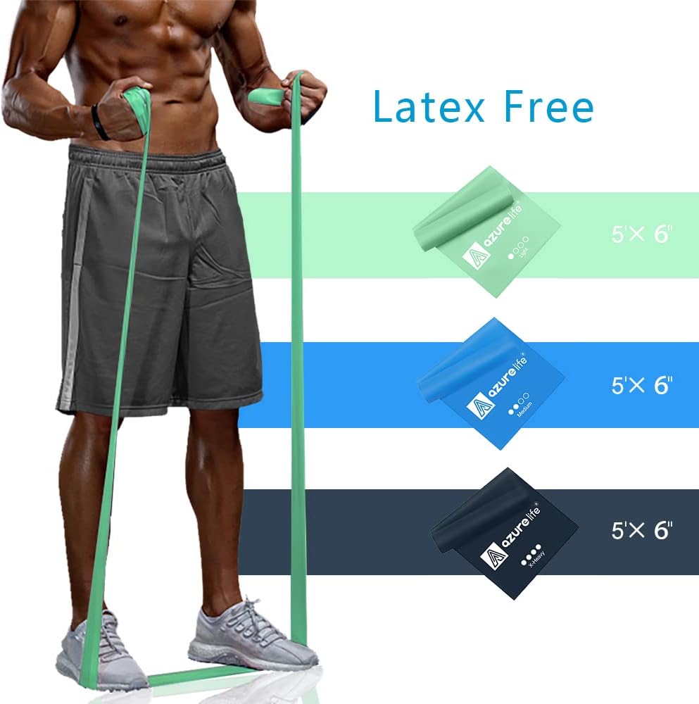 A AZURELIFE Resistance Bands - Latex-Free Exercise Bands for Strength Training, Yoga, Rehab