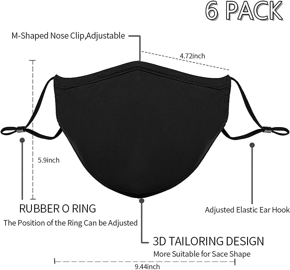 Black Reusable Breathable Cloth Face Mask, Adjustable Washable Face Protection Cover for Men and Women