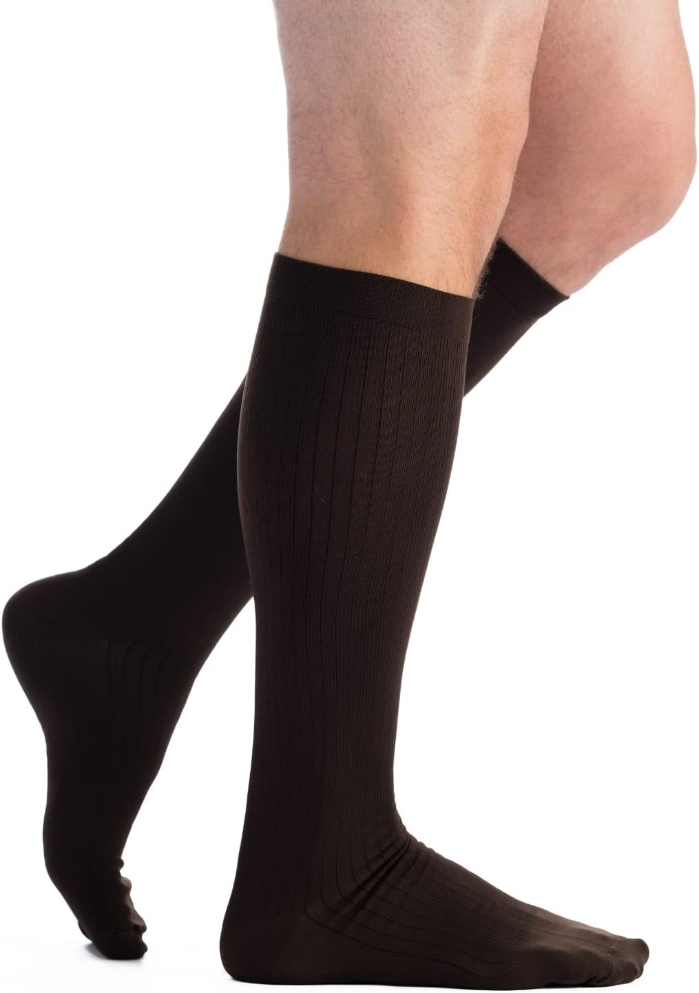 EvoNation Men's USA Made 20-30 mmHg Knee High Compression Socks Tan Large