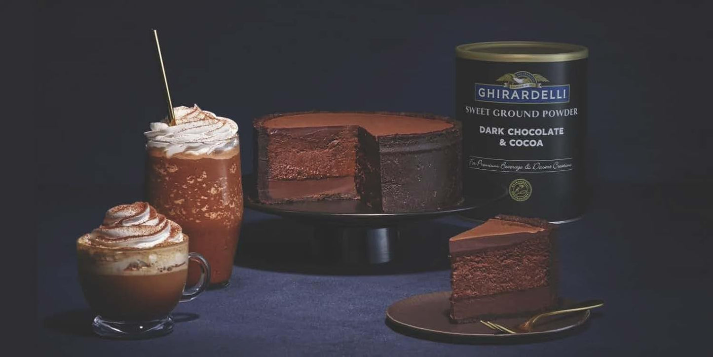 Ghirardelli Dark Chocolate & Cocoa Sweet Ground Powder, 3 lb Can
