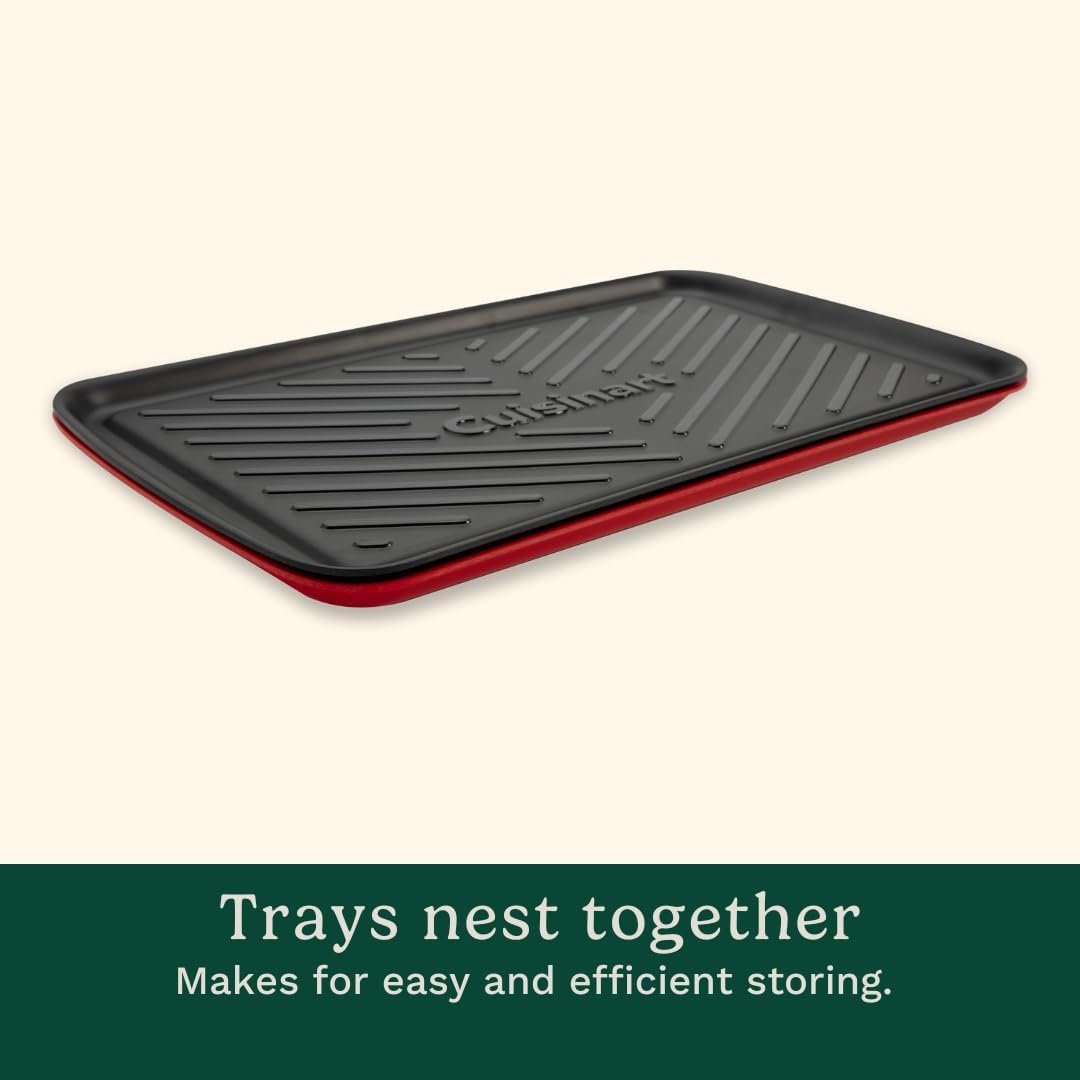 Cuisinart Grilling Prep and Serving Tray, Dishwasher-Safe, 2-Pc Nesting Set | CPK-200, 17-in x 10.5-in food tray set for prepping and serving, shatter-resistant melamine design fits 6 burgers