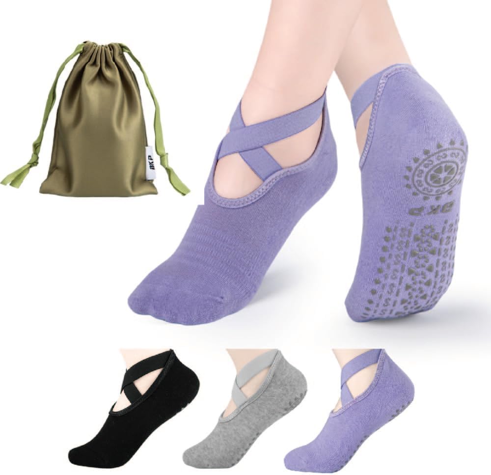 BKP Yoga Socks for Women - Non Slip Grip Socks for Ballet, Pilates