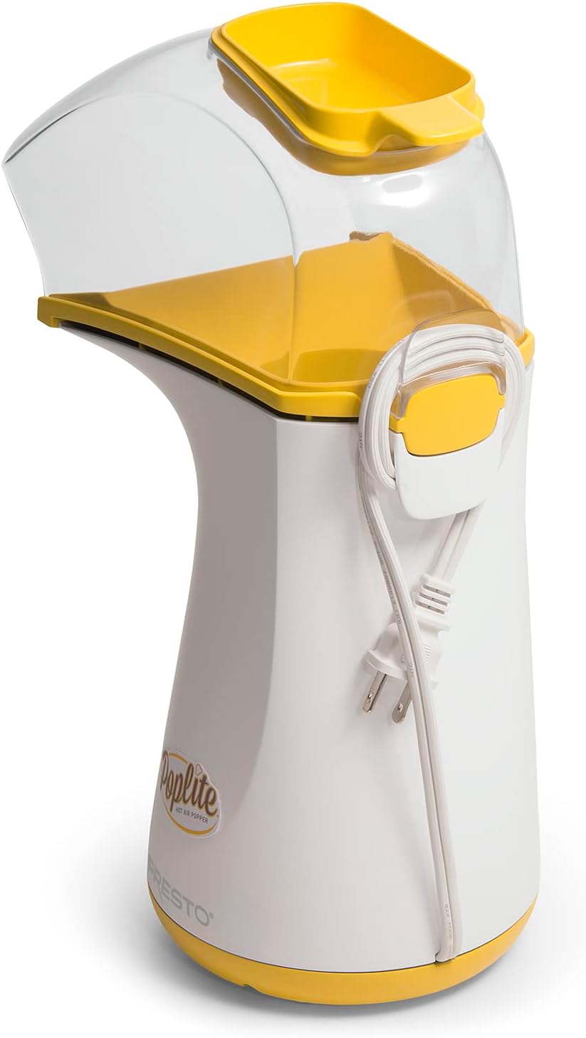 Presto PopLite Hot Air Popcorn Popper, 18 Cups, Yellow