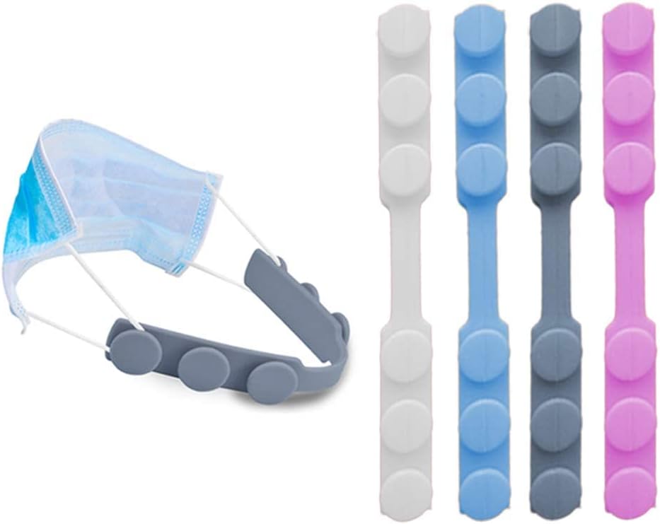 4 PCS Black Extended Silicone Bands Anti-Tightening Strap for Masks
