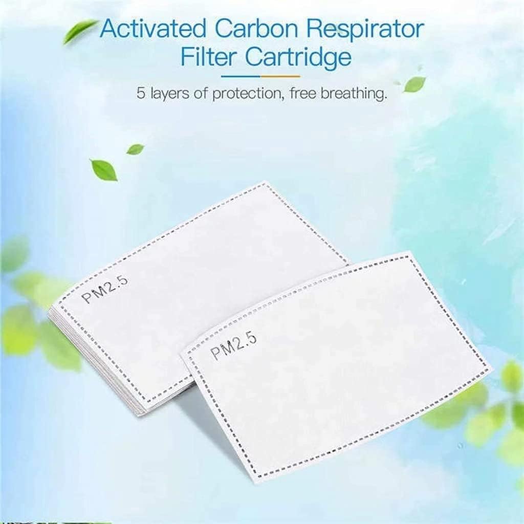100 Pcs Activated Carbon PM2.5 Mask Filter Paper 5 Layers Replacement