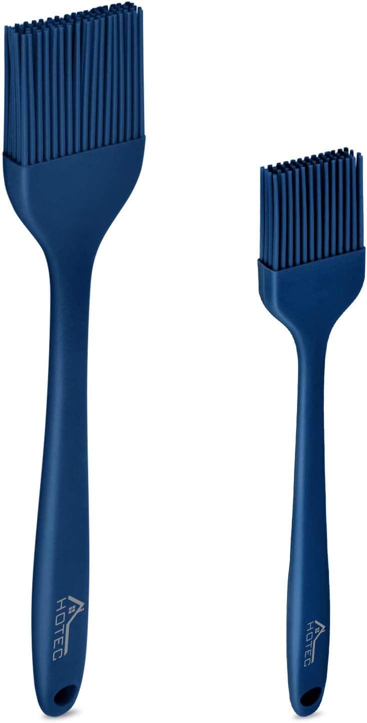 HOTEC 600℉ Heat Resistasnt Basting Brushes, BPA Free Silicone Pastry Brush, Spread Oil Butter Sauce Marinades for BBQ Grill Barbecue Baking Kitchen Cooking Dishwasher Safe (Black 2)
