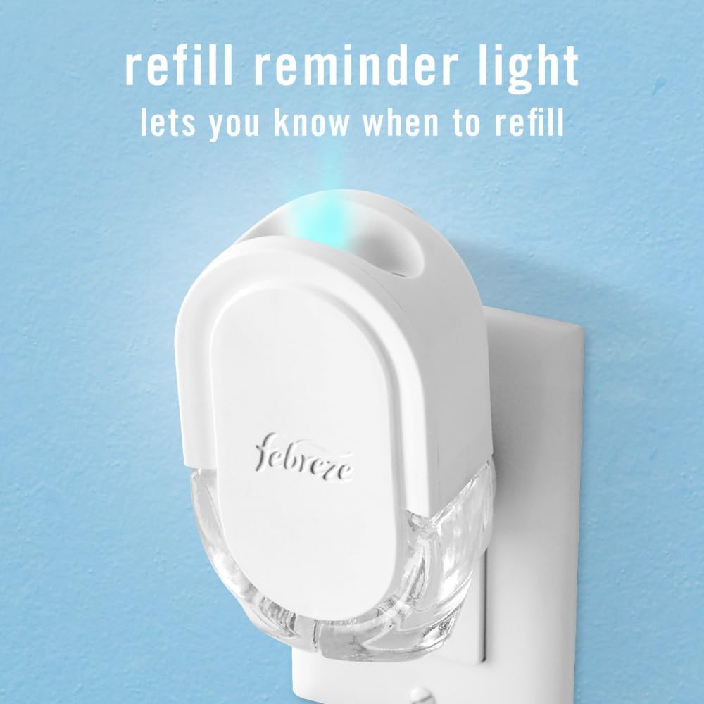 Febreze Plug In Air Freshener, Odor-Fighting Scented Oil Refill, Air Fresheners for Home and Bathroom and Kitchen, Long Lasting for Strong Odors, Linen & Sky Scent, 0.87oz Refills, 3 Count (Pack of 1)