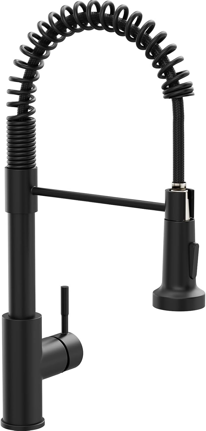 GIMILI Black Kitchen Faucet with Pull Down Sprayer Single Handle Single Hole Rv Kitchen Faucet for Farmhouse Bar Laundry Outdoor Sink