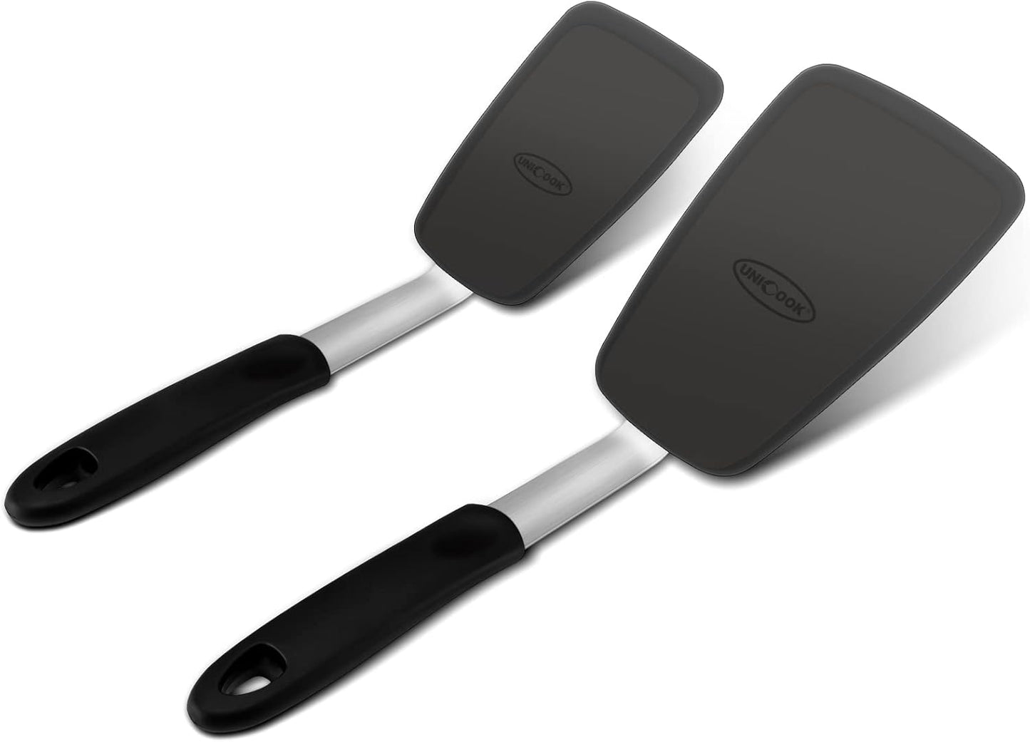 Unicook 2 Pieces Flexible Silicone Spatula Set for Kitchen Use, Food Grade | Flexible and Heat Resistant Head, Sturdy Construction, Non-Stick Safe, Non-slip Grip, Easy Care, Versatile Cooking Tasks