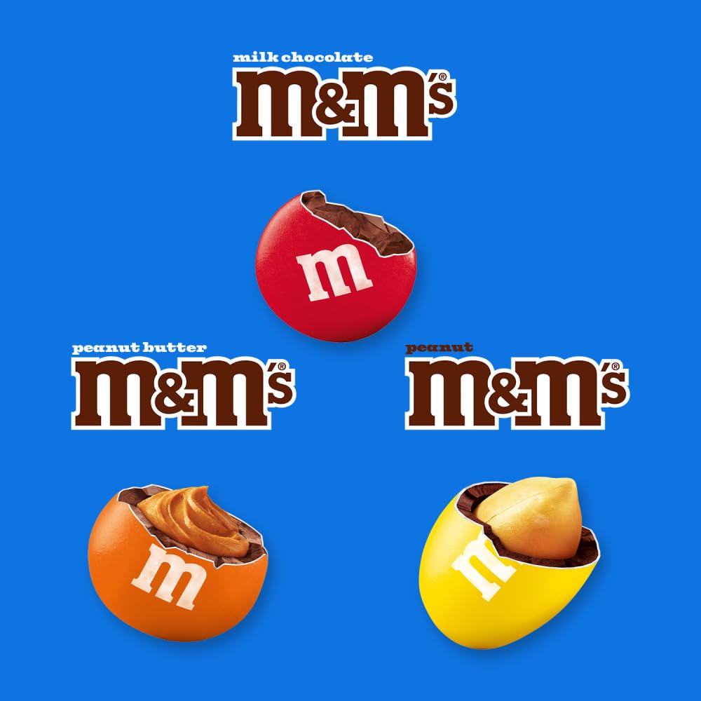 M&M'S Milk Chocolate, Peanut & Peanut Butter Fun Size Variety Pack, Party Size, 19.41 Oz Bulk Candy Bag