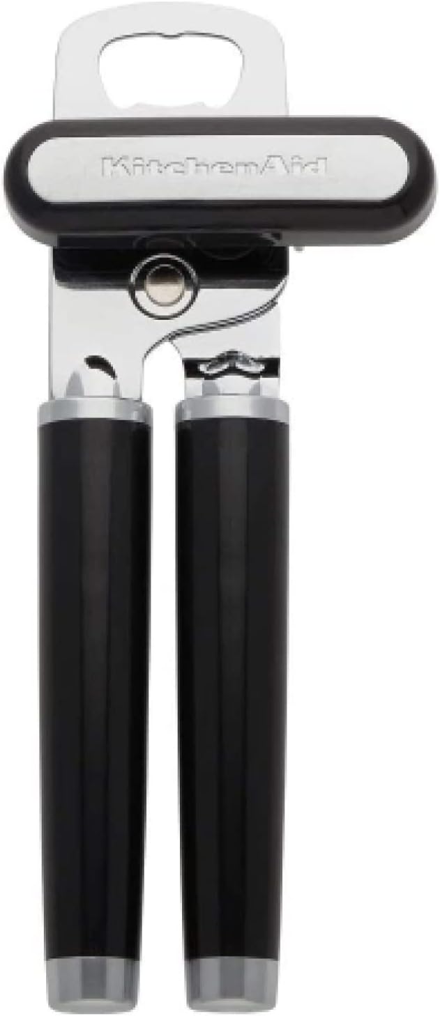KitchenAid Classic Multifunction Can Opener and Bottle Opener Easy to Use, Razor Sharp Stainless Steel Cutting Wheel, Soft Ergonomic Handles, Almond Cream