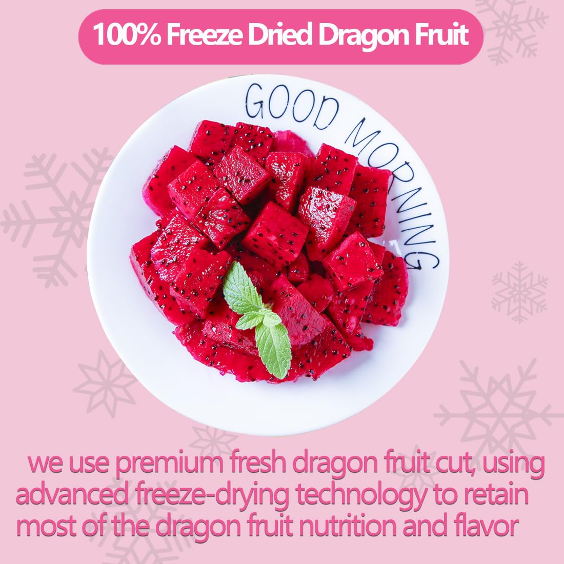 Premium Freeze Dried Dragon Fruit 5.3OZ/150g, Made with 100% Natural Dragonfruits Cube