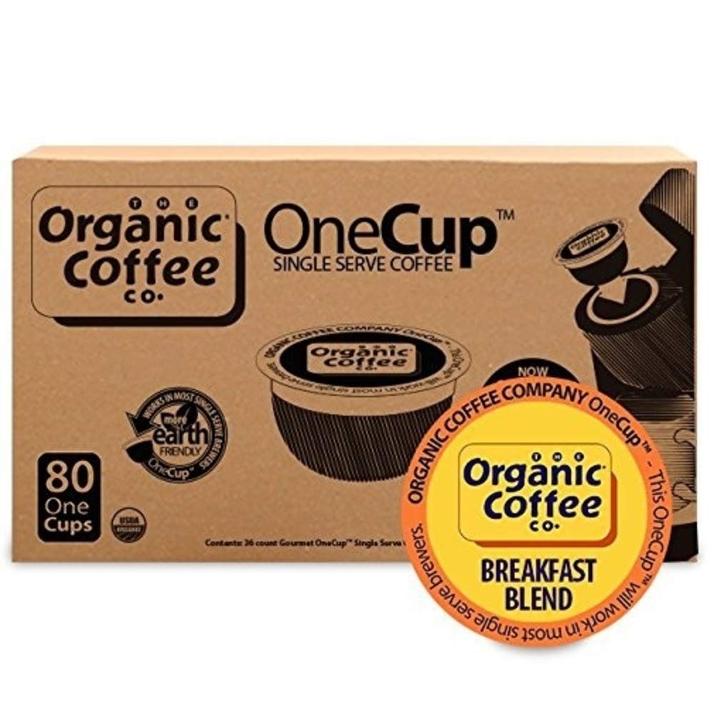 The Organic Coffee Co. Compostable Coffee Pods - Breakfast Blend, 80 Ct, K Cup Compatible