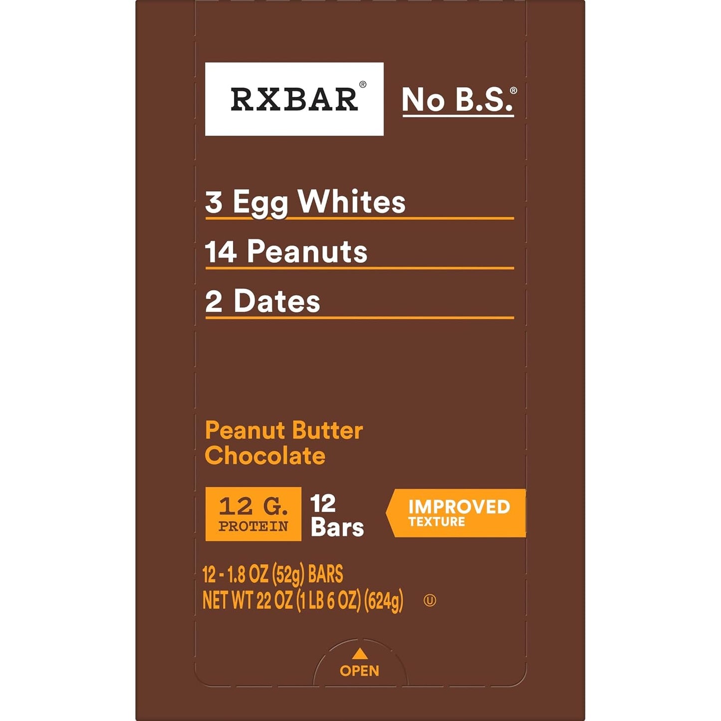 RXBAR Protein Bars, 12 Count, Peanut Butter Chocolate, 22oz Box, Gluten Free