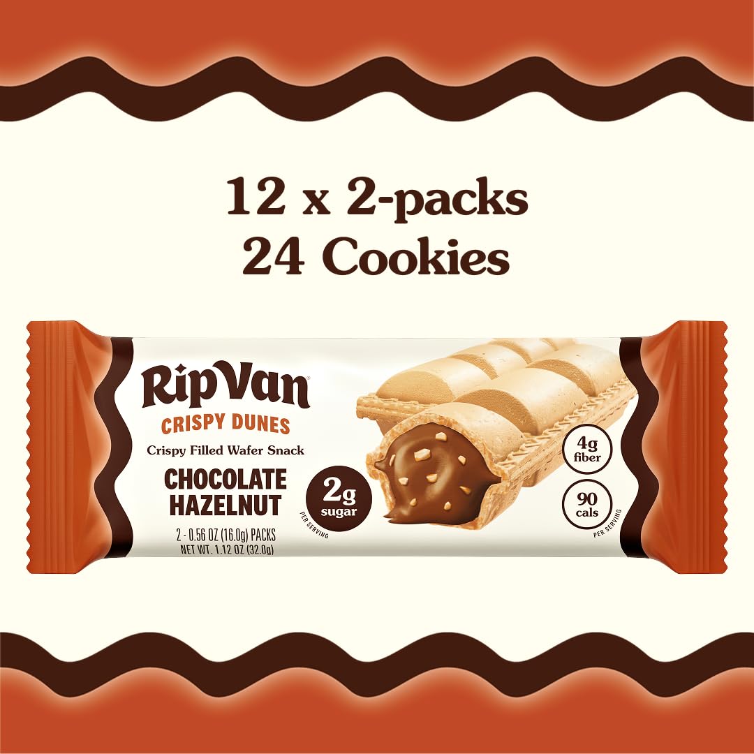 Low-calorie vegan chocolate hazelnut wafer sticks with hazelnut cream filling, 12 pack