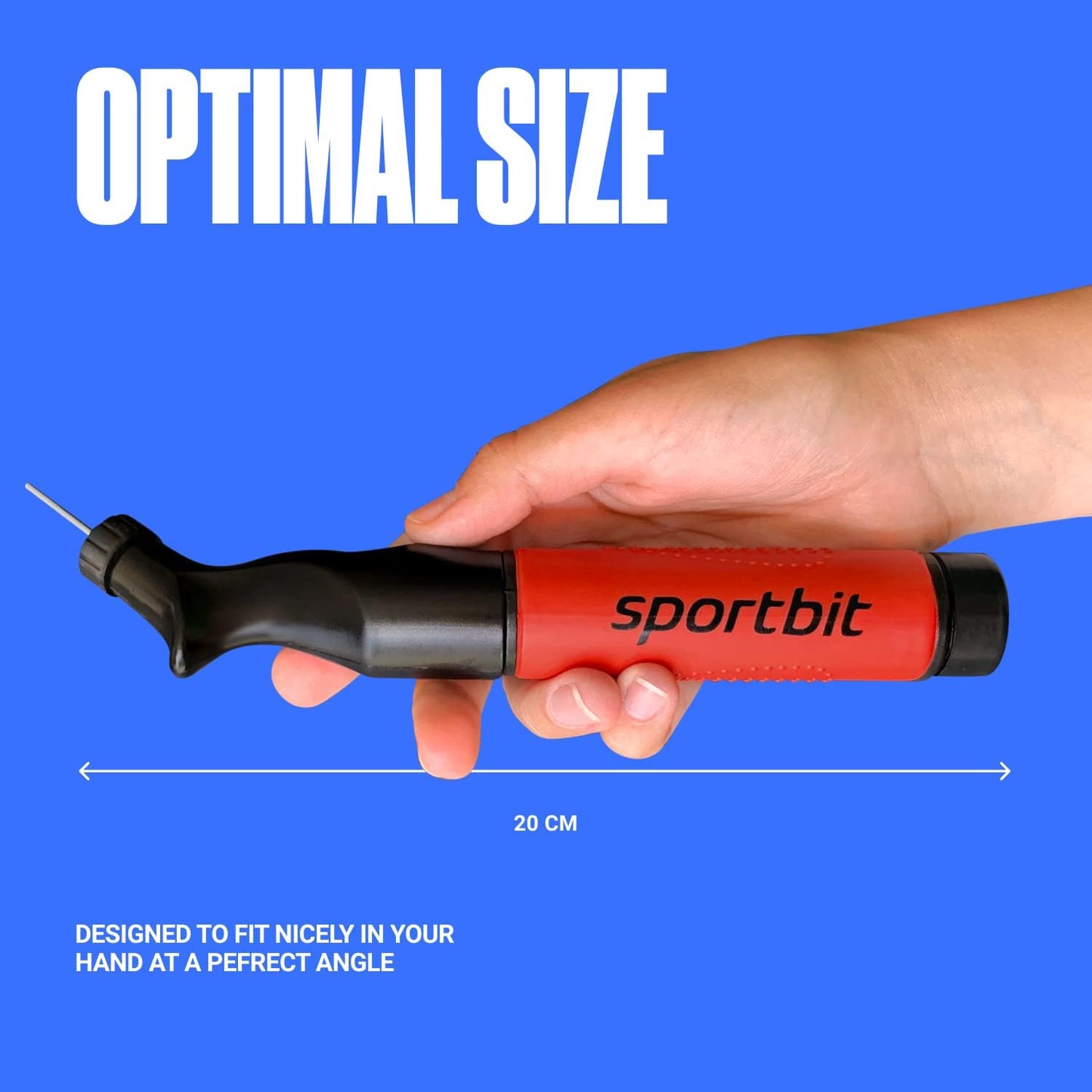 SPORTBIT Ball Pump for Sports Balls - Push & Pull Inflating System - Hand Pump for All Exercise Balls - Volleyball Pump, Basketball Inflator, Football & Soccer Ball Air Pump - Goes with 5 Needles Set