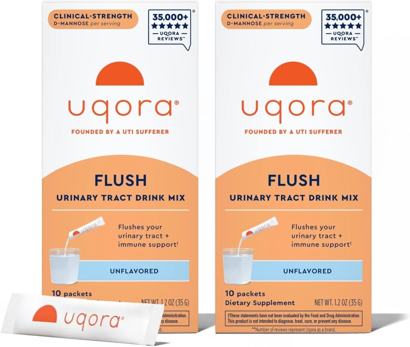 Uqora Flush - Urinary Tract* with D-Mannose, Vitamin C, Vitamin B6, Potassium, Magnesium & Calcium - Gluten-Free & Vegan - Pink Lemonade Flavor - 10 Packets (1 Pack)