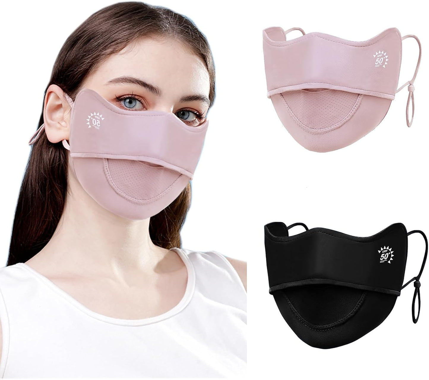 2Pcs UV Face Mask, Sun Masks for Women, Cooling Breathable Face Cover