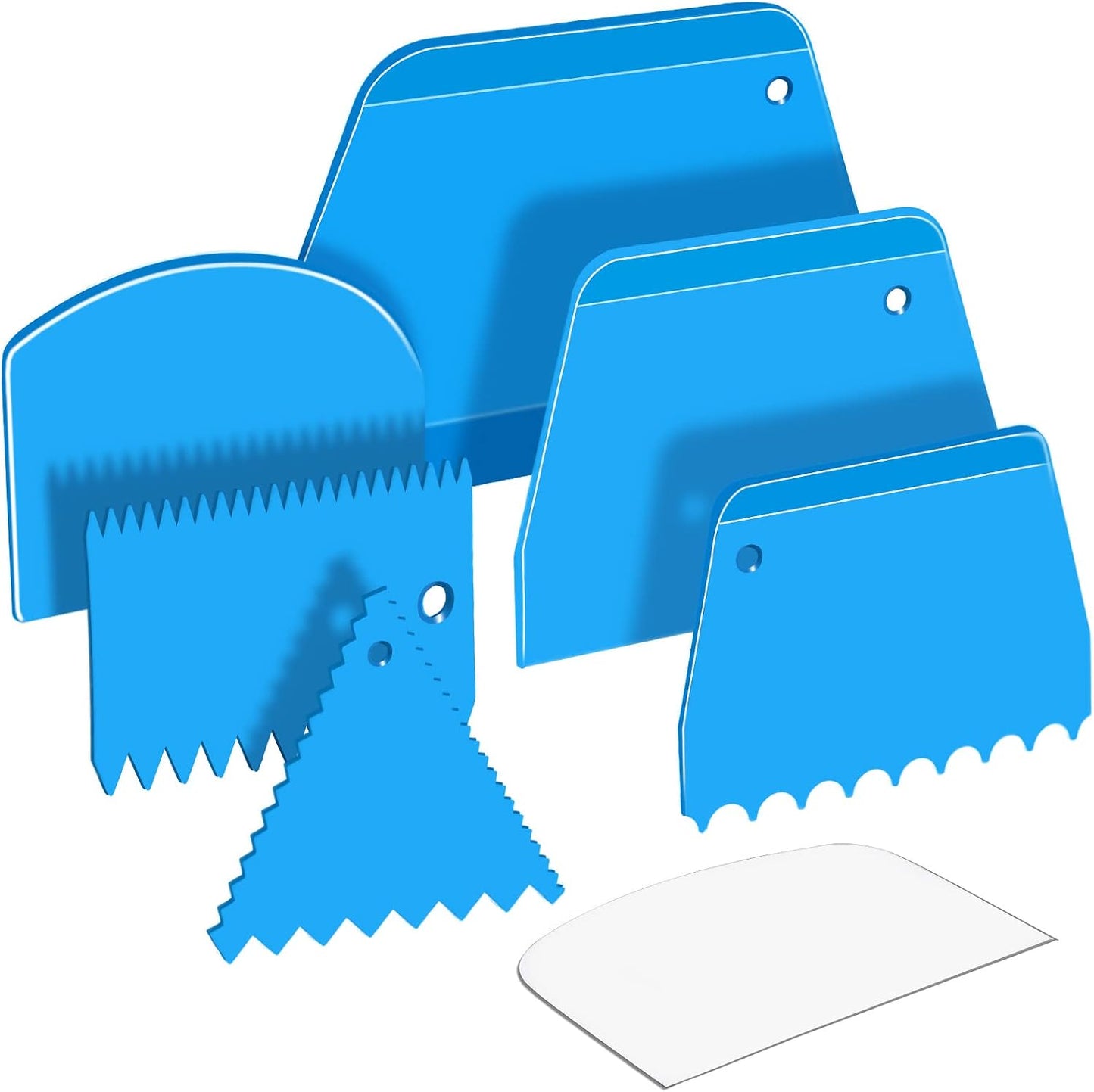 Teenitor Cake Scraper Cake Smoother, 7 Pcs Dough Scraper Bowl Scraper Cake Cutter Cake Spatula Bench Scraper Kitchen Plastic Scraper Tool Cake Decorating Kit