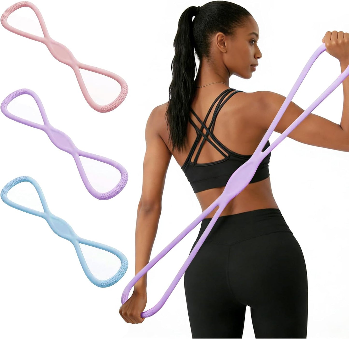 Figure 8 Resistance Bands for Women and Men, 8 Shaped Rubber Band for Fitness