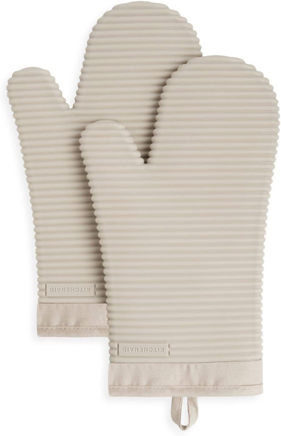 KITCHENAID Ribbed Soft Silicone Oven Mitt 2-Pack Set, 7.5"x13", Pistachio