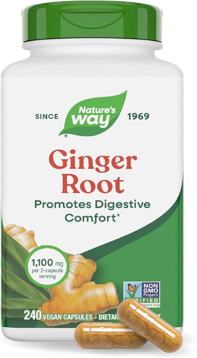 Nature's Way Ginger Root Capsules, 1100 mg, Vegan, Non-GMO, 240 Count